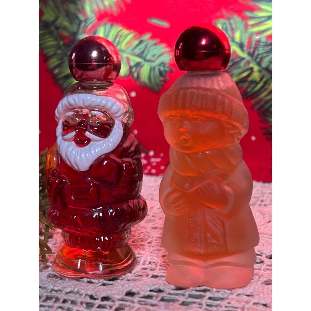 Vintage Avon Jolly Santa & Caroler Cologne Song of Christmas Bottles